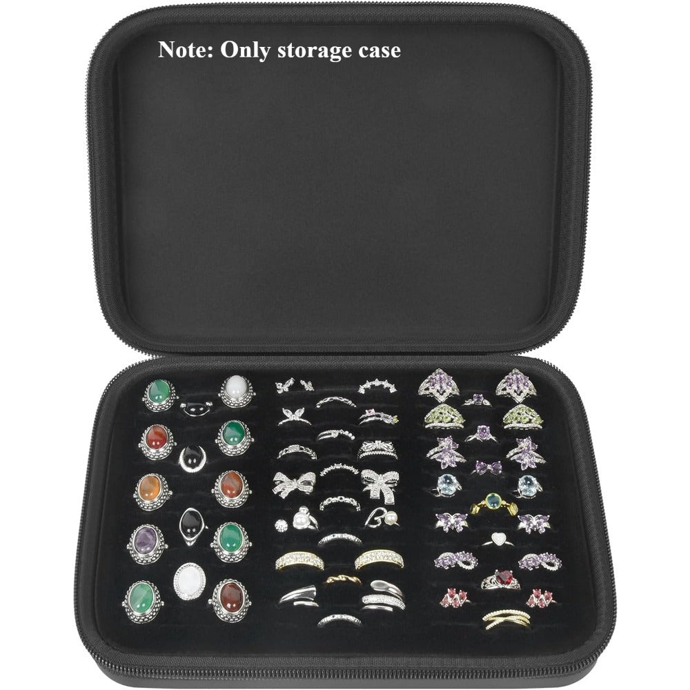 EVA Material Ring Organizer Storage Case - 42-Slot Jewelry Display Box for Rings, Earrings, Brooches, Cufflinks - Fits 50+ Rings Showcase Holder