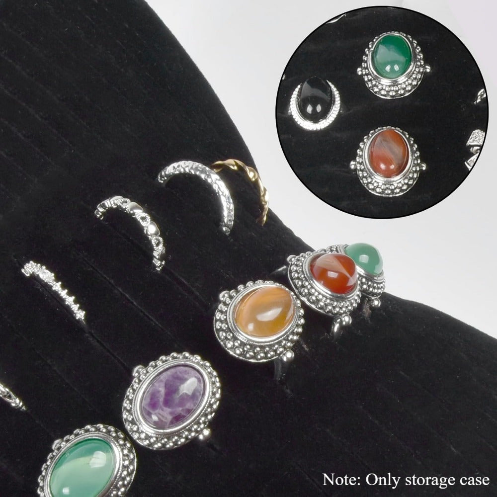 EVA Material Ring Organizer Storage Case - 42-Slot Jewelry Display Box for Rings, Earrings, Brooches, Cufflinks - Fits 50+ Rings Showcase Holder