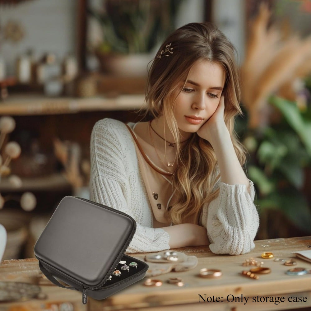 EVA Material Ring Organizer Storage Case - 42-Slot Jewelry Display Box for Rings, Earrings, Brooches, Cufflinks - Fits 50+ Rings Showcase Holder