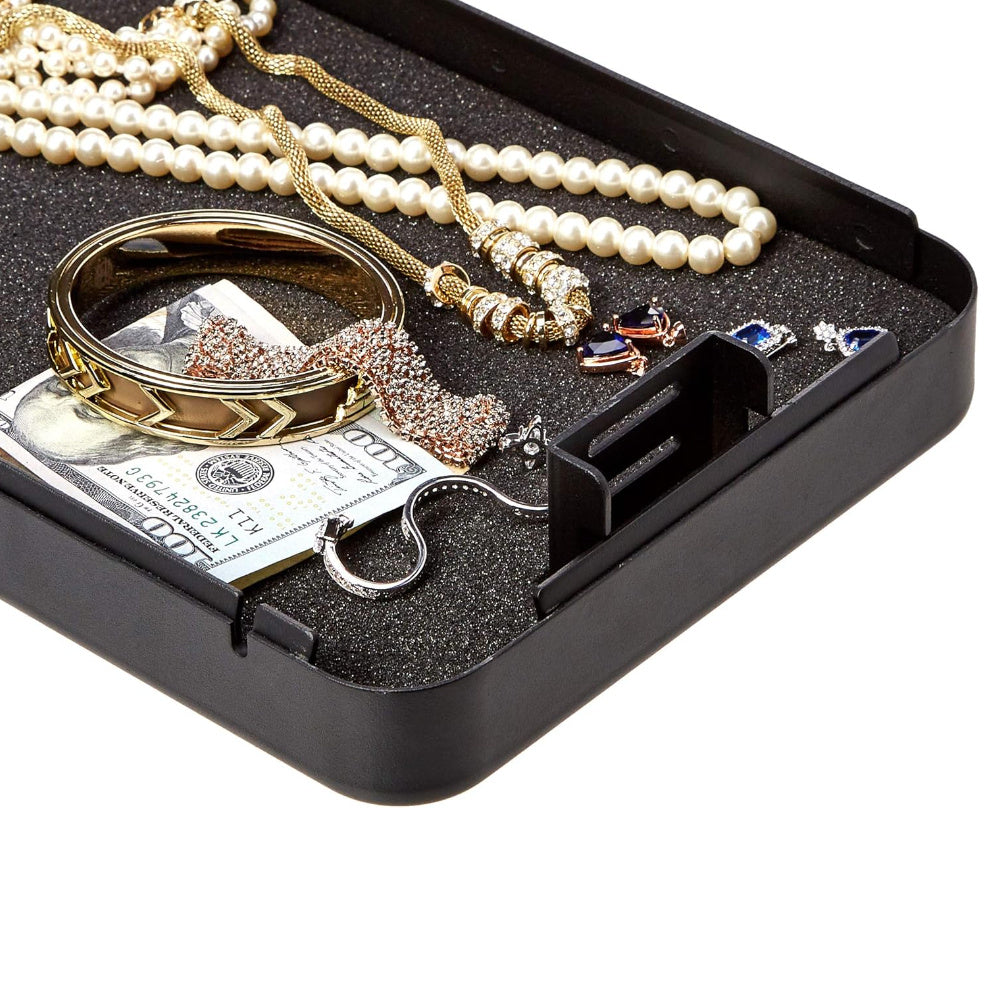 1pc Durable Iron Portable Security Case Lock Box with Combination Lock, Password-Protected Safe for Car, Home, Jewelry, and Cash Storage - Black