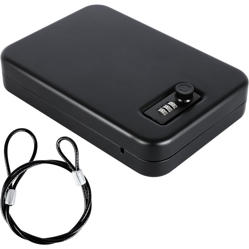 1pc Durable Iron Portable Security Case Lock Box with Combination Lock, Password-Protected Safe for Car, Home, Jewelry, and Cash Storage - Black