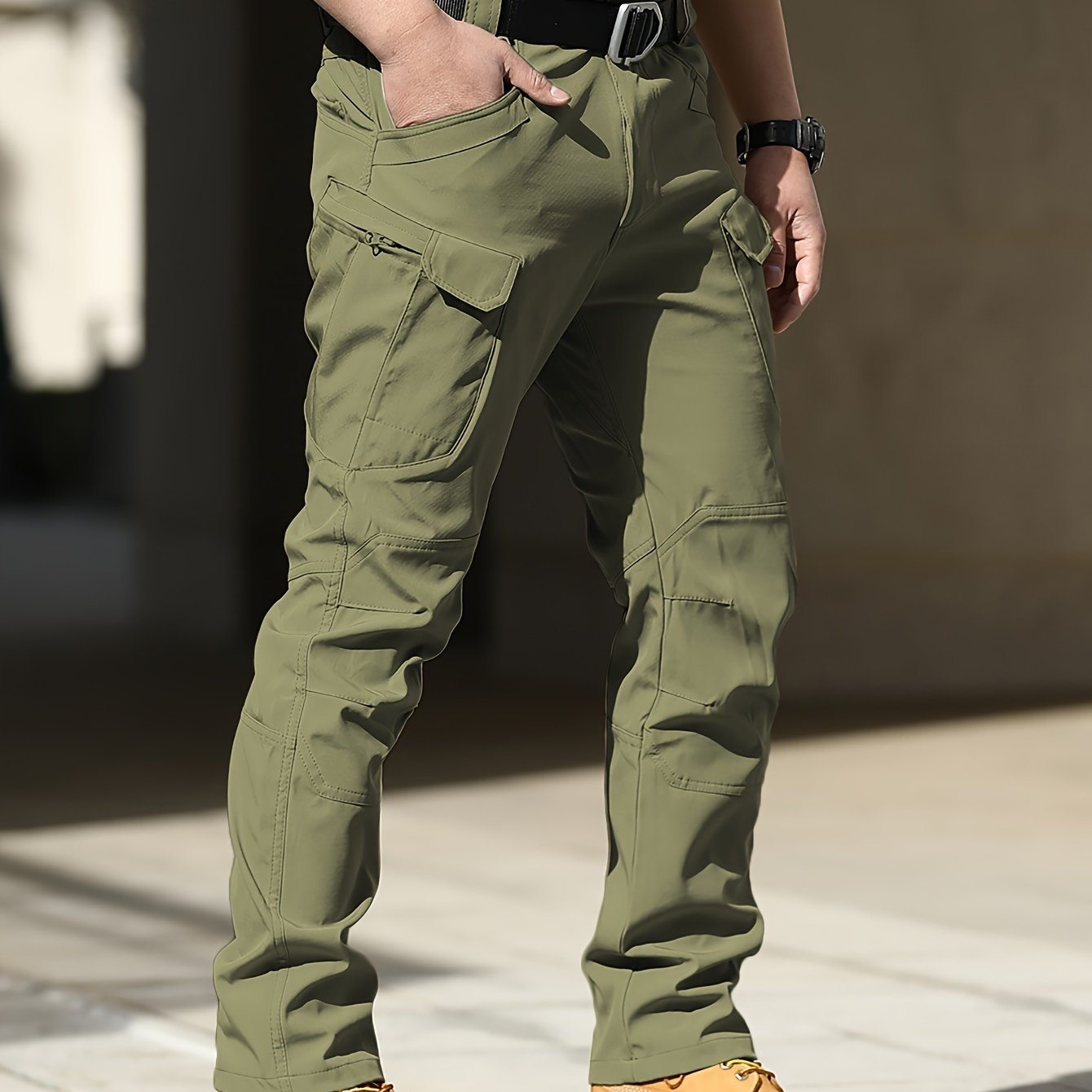 Men'S Tactical Cargo Pants - Softshell, Stretchy Fabric, Multiple Pockets, Button Fly, No Belt, All-Season Outdoor Training Pants for Hiking and Military Style, Outdoor Workwear | Utility Pants | Stretchy Fabric Pants