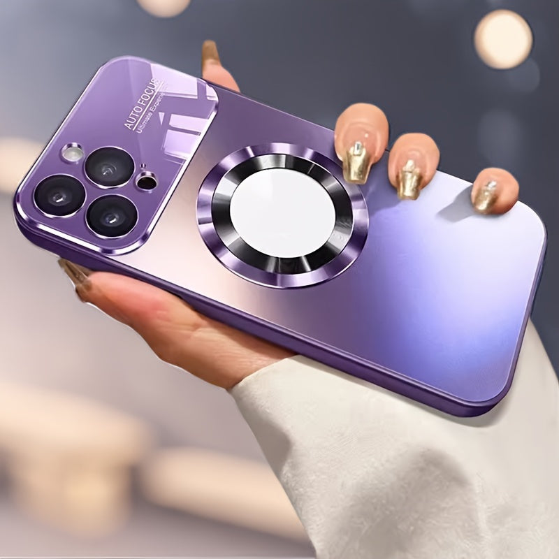 Luxury Matte Magnetic Wireless Charging Phone Case for Iphone 15 14 13 12 11 Pro Max 15 Pro Case with Glass Lens Protector Soft Bumper Shockproof Cover