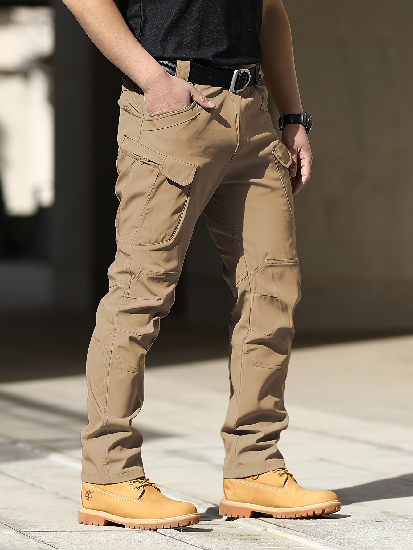 Men'S Tactical Cargo Pants - Softshell, Stretchy Fabric, Multiple Pockets, Button Fly, No Belt, All-Season Outdoor Training Pants for Hiking and Military Style, Outdoor Workwear | Utility Pants | Stretchy Fabric Pants