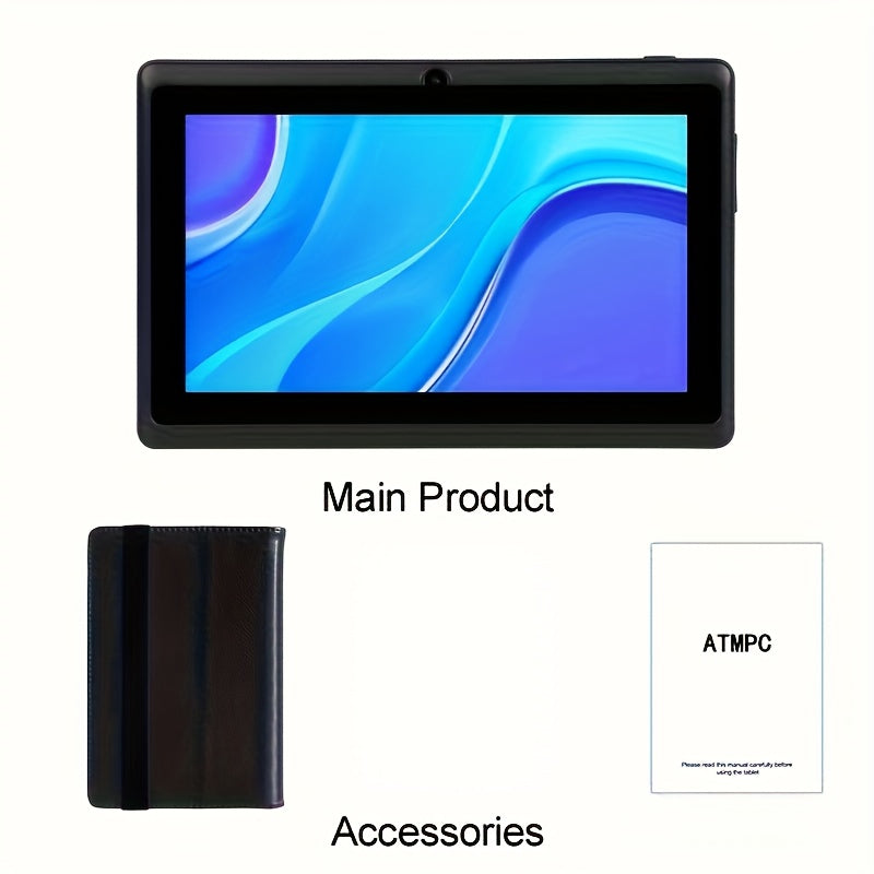 ATMPC 7 Inch Tablet 2GB RAN 32GB ROM for Android 11 Tablet PC with Quad Core Processor, HD IPS Display, Dual Camera, WiFi, Tablet with Case, 2023, Home Entertainment, Portable Device, Sleek Display, Stylish Case, Smooth Perfo