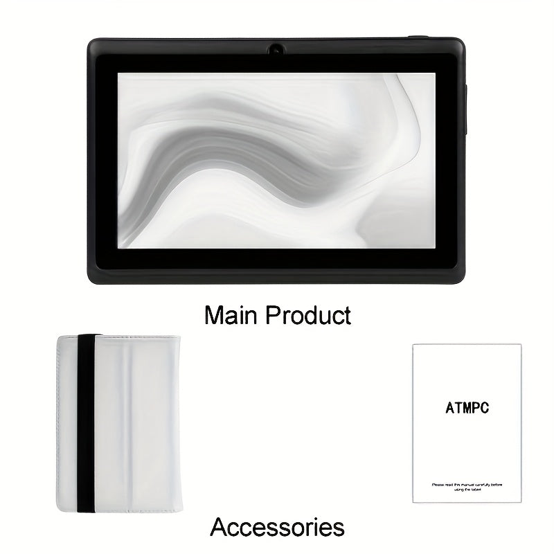 ATMPC 7 Inch Tablet 2GB RAN 32GB ROM for Android 11 Tablet PC with Quad Core Processor, HD IPS Display, Dual Camera, WiFi, Tablet with Case, 2023, Home Entertainment, Portable Device, Sleek Display, Stylish Case, Smooth Perfo