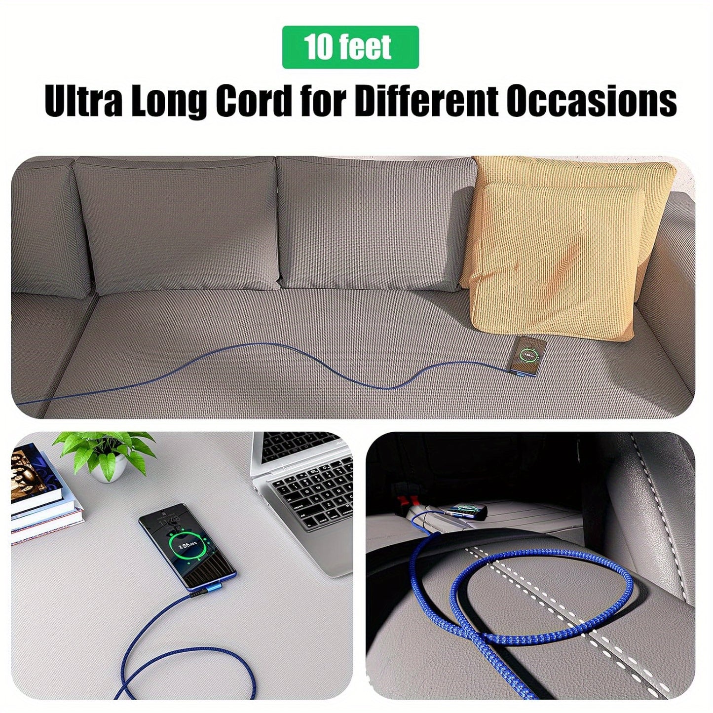 Type C Charger Fast Charging, Right Angle USB to USB C Cable Braided USBC Charger for Huawei Xiaomi RedMi Oppo Oneplus and More Smartphone