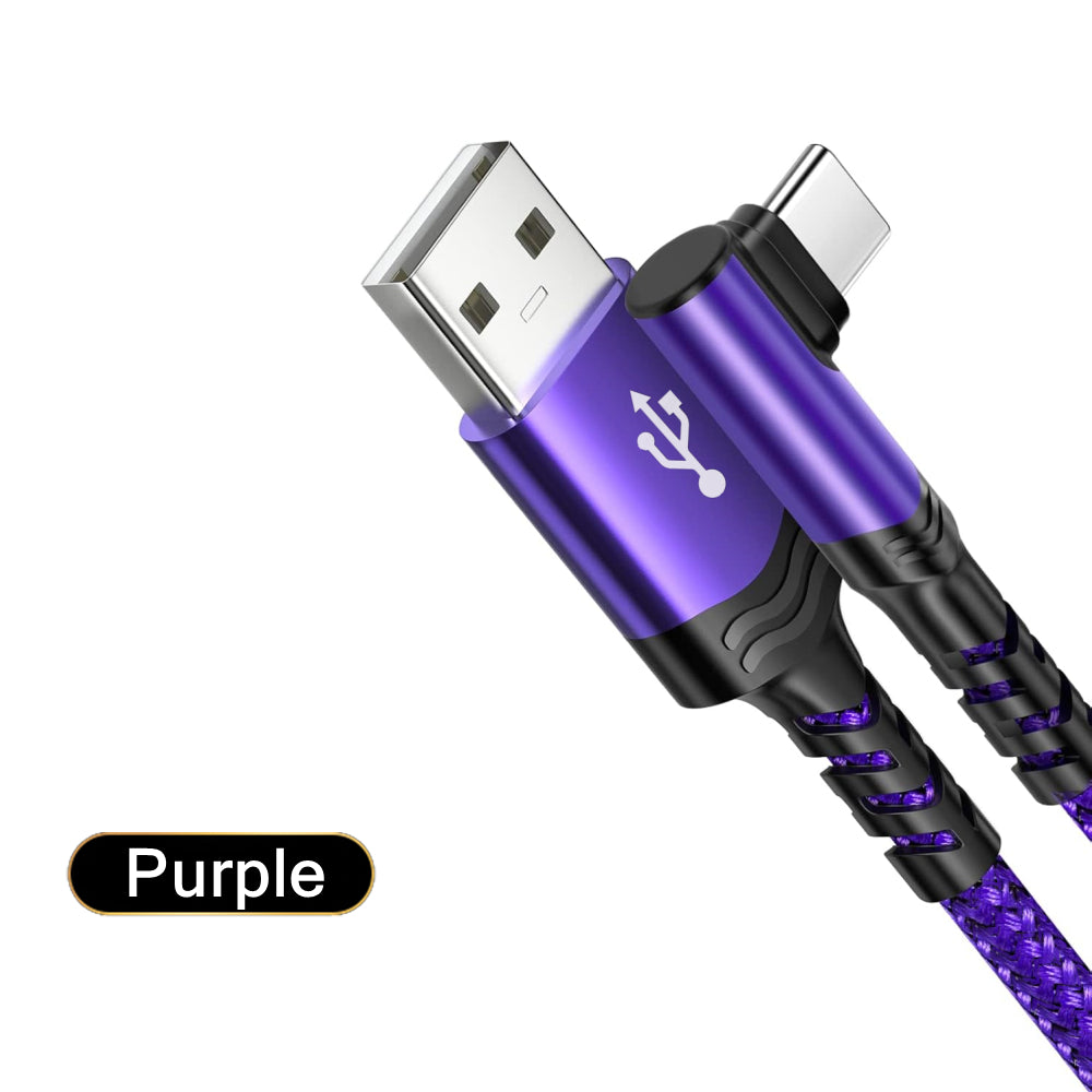 Type C Charger Fast Charging, Right Angle USB to USB C Cable Braided USBC Charger for Huawei Xiaomi RedMi Oppo Oneplus and More Smartphone