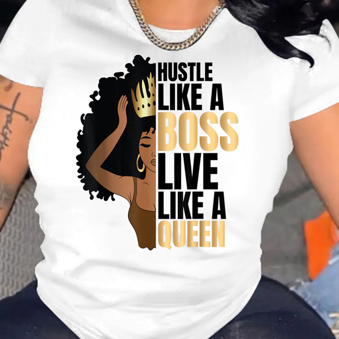 Figure & Letter Print Crew Neck T-Shirt, Casual Short Sleeve T-Shirt For Spring & Summer, Women's Clothing