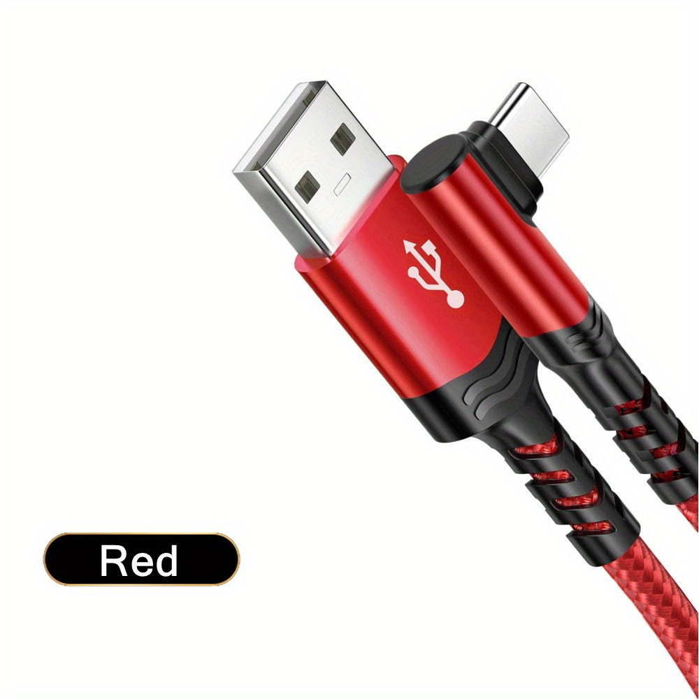 Type C Charger Fast Charging, Right Angle USB to USB C Cable Braided USBC Charger for Huawei Xiaomi RedMi Oppo Oneplus and More Smartphone