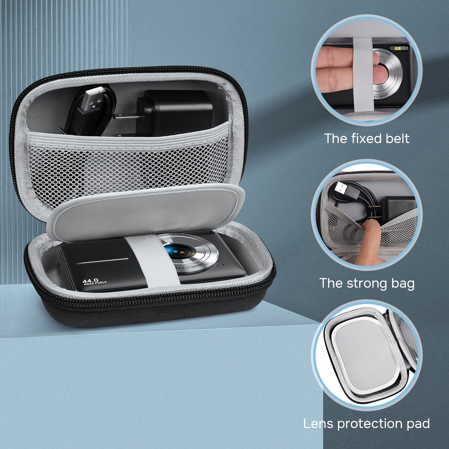 Stuogyum Dc403 Compact Digital Camera - 44Mp, Fhd 1080P Video, 16X Digital Zoom, Auto-Focus, Anti-Shake, Includes 32Gb Memory Card, 700Mah Battery & Case - Perfect For Beginners