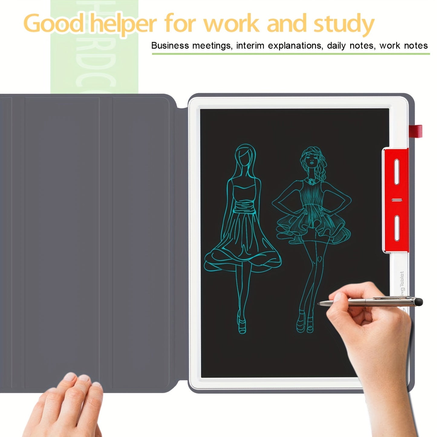25.4 cm LCD Note Book LCD Writing Tablet With Faux Leather Protective Case, Electronic Drawing Board For Digital Handwriting Pad Doodle Board School Or OfficeBlack
