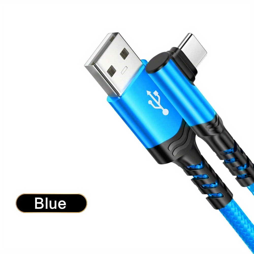 Type C Charger Fast Charging, Right Angle USB to USB C Cable Braided USBC Charger for Huawei Xiaomi RedMi Oppo Oneplus and More Smartphone