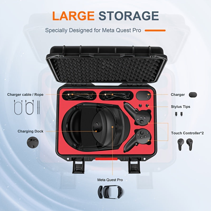 DEVASO Meta Quest Pro VR Headset Case - Durable ABS, Scratch-Resistant & Moisture-Proof with Comfort Grip Handle - Portable Storage Box for Accessories (Box Only)