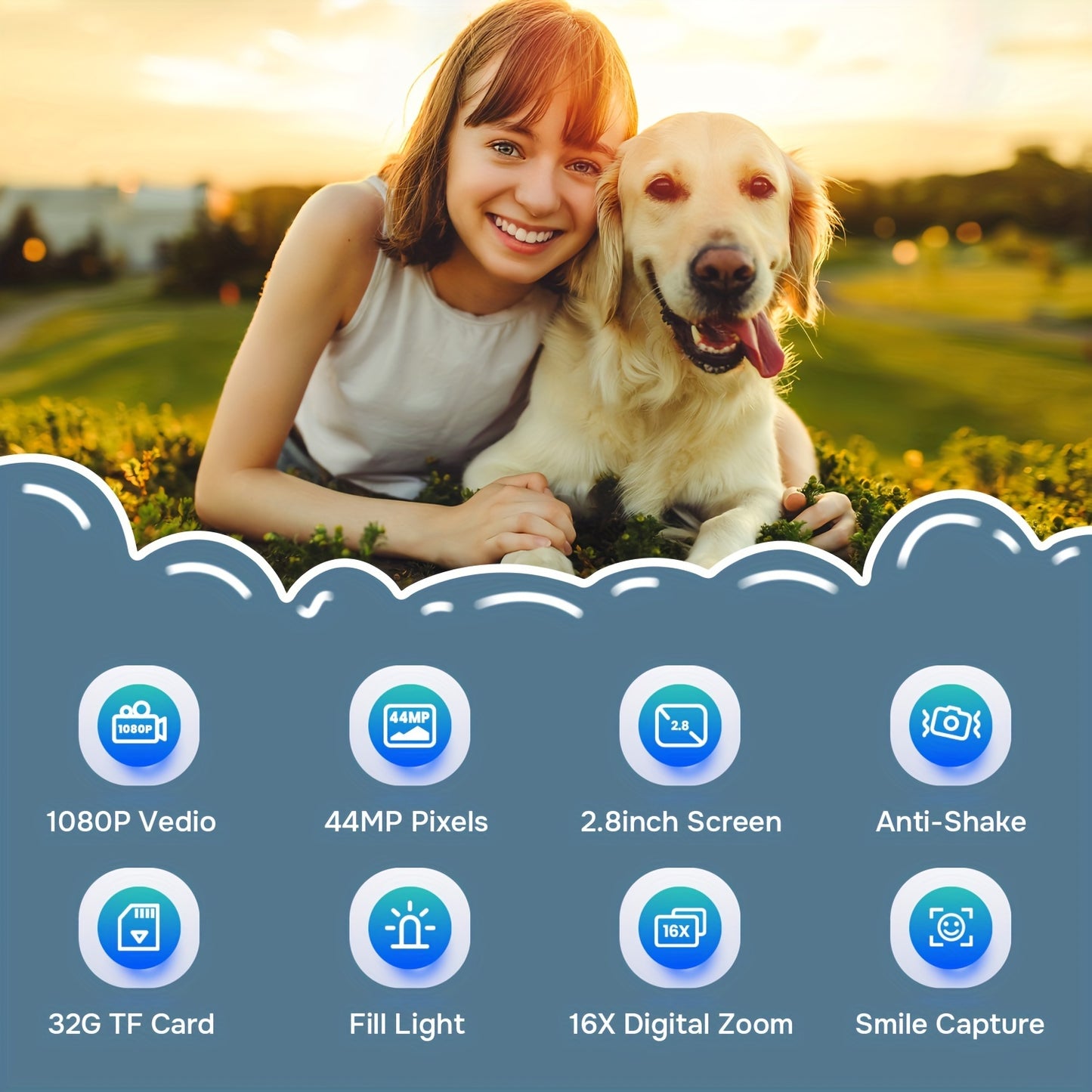 Stuogyum Dc403 Compact Digital Camera - 44Mp, Fhd 1080P Video, 16X Digital Zoom, Auto-Focus, Anti-Shake, Includes 32Gb Memory Card, 700Mah Battery & Case - Perfect For Beginners
