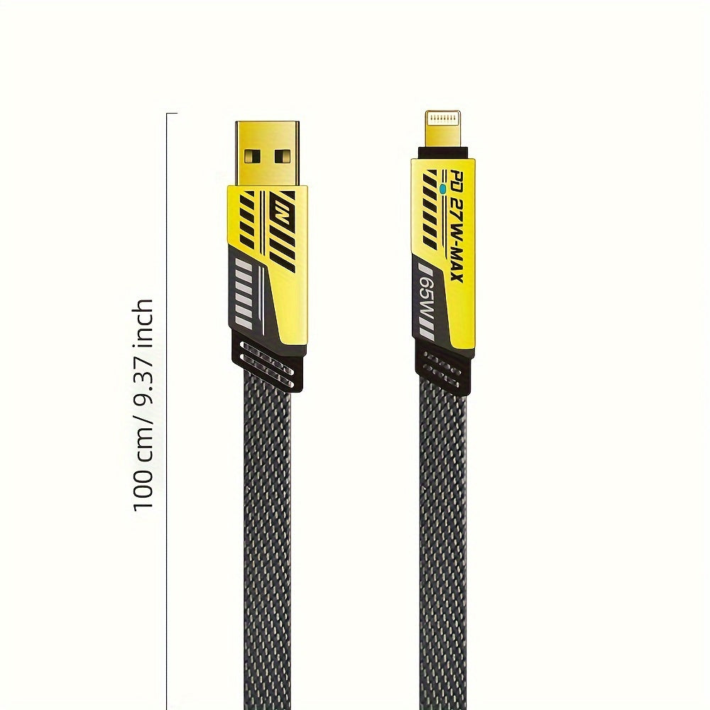 4-in-1 Fast Charging Cable, 47.24 in/120cm Dual Type-C & USB Lighting Connectors, Fabric Flat Cable, Matte Surface, USB Male to Male, Compatible with iPhone 15, For IPhone, USB Type C Charger Tablet Charge Cable