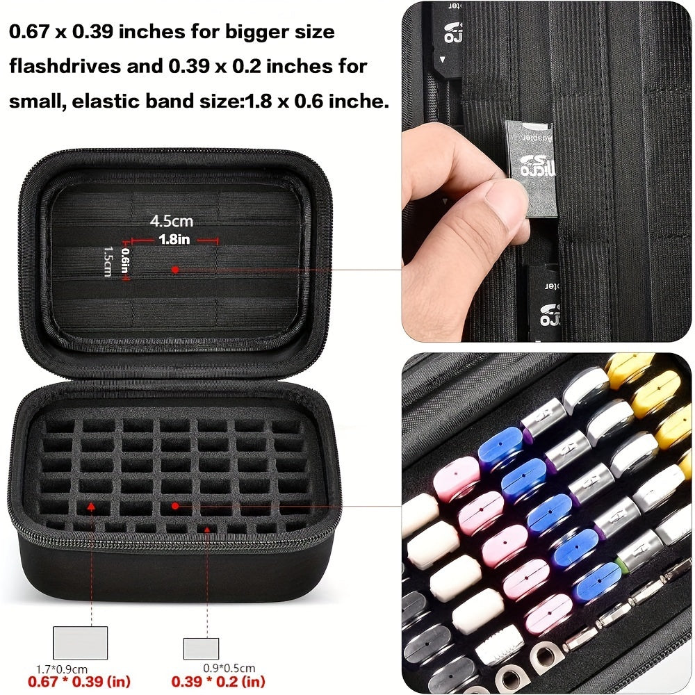 USB Flash Drive Case, Thumb Drive, Memory Card SD SDXC SDHC Card Holder Organizer, Electronic Accessories Storage Bag For SanDisk/ SamData/ Samsung/ TOPESEL/ PNY/ Memory Stick/ YubiKey (Box Only)