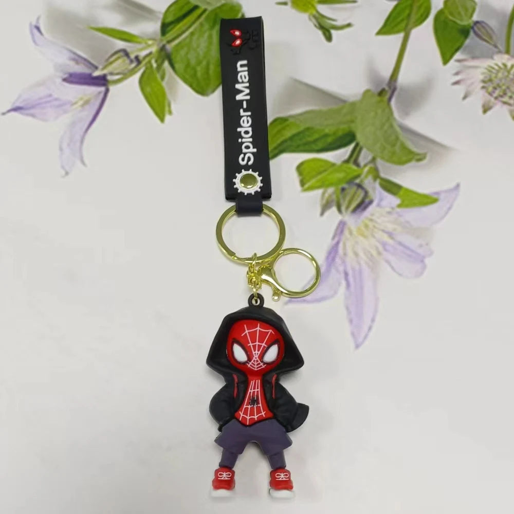 MINSON Marvel Spiderman Keychains Cute Pendant Keyrings Jewelry For Bag Collection Ornaments Accessories Birthday Toy Gifts