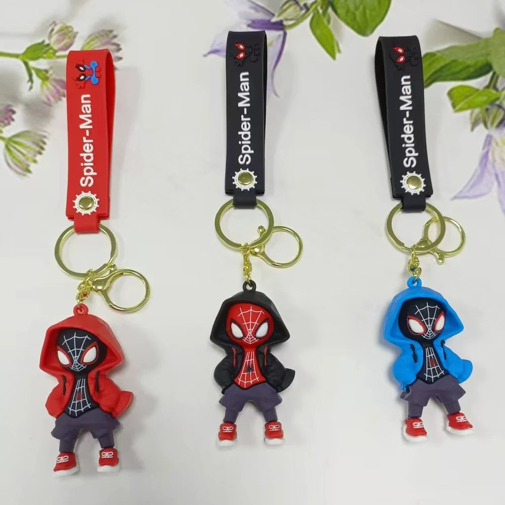 MINSON Marvel Spiderman Keychains Cute Pendant Keyrings Jewelry For Bag Collection Ornaments Accessories Birthday Toy Gifts