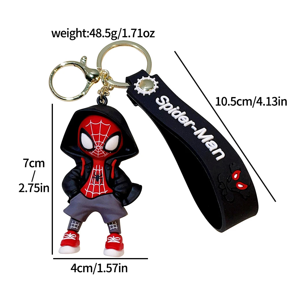 MINSON Marvel Spiderman Keychains Cute Pendant Keyrings Jewelry For Bag Collection Ornaments Accessories Birthday Toy Gifts