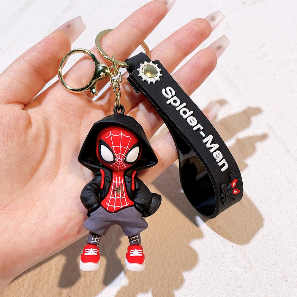 MINSON Marvel Spiderman Keychains Cute Pendant Keyrings Jewelry For Bag Collection Ornaments Accessories Birthday Toy Gifts