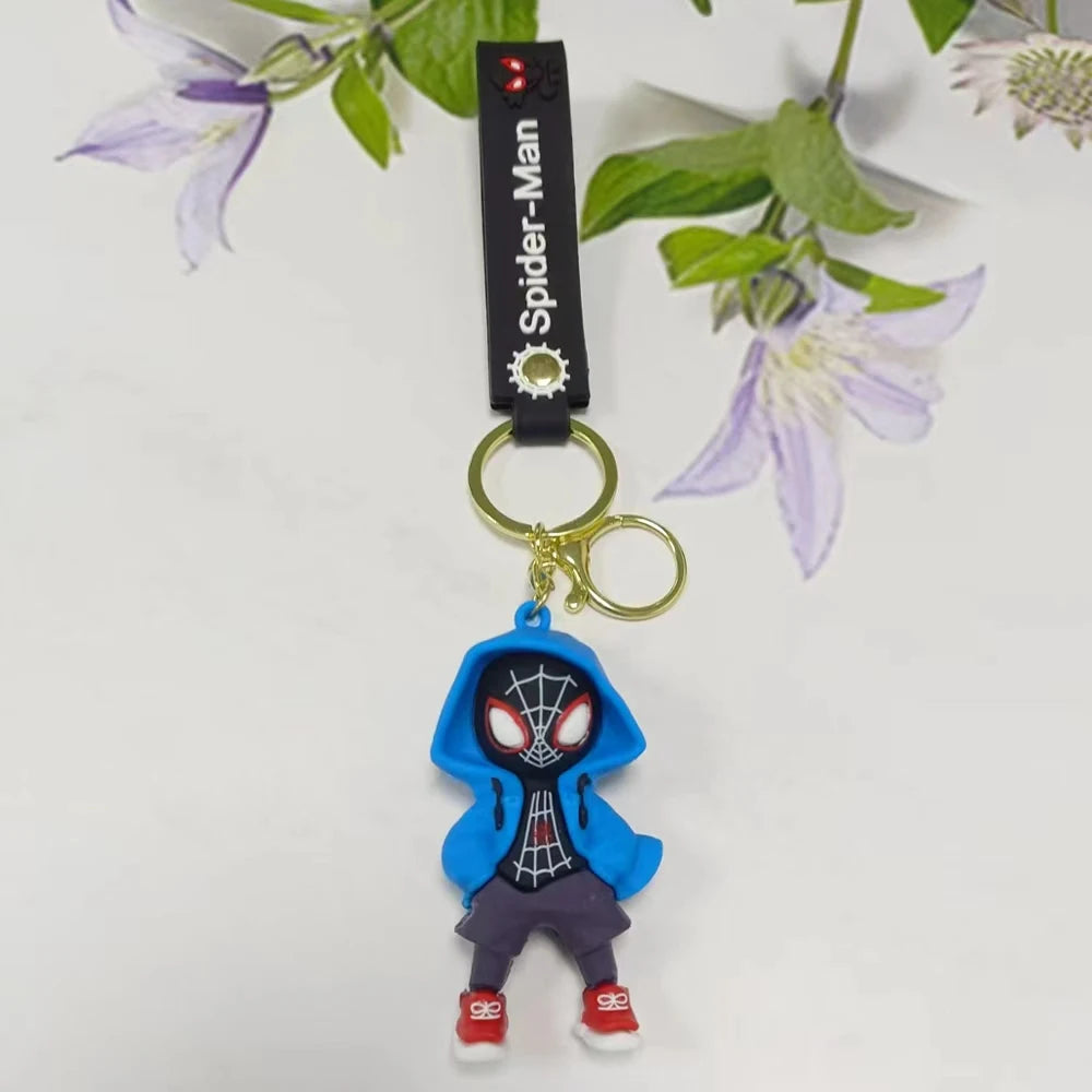 MINSON Marvel Spiderman Keychains Cute Pendant Keyrings Jewelry For Bag Collection Ornaments Accessories Birthday Toy Gifts