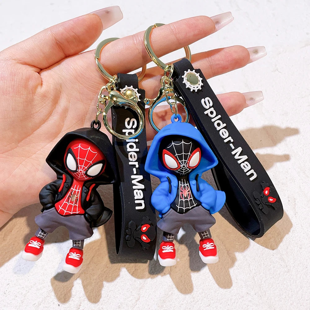 MINSON Marvel Spiderman Keychains Cute Pendant Keyrings Jewelry For Bag Collection Ornaments Accessories Birthday Toy Gifts