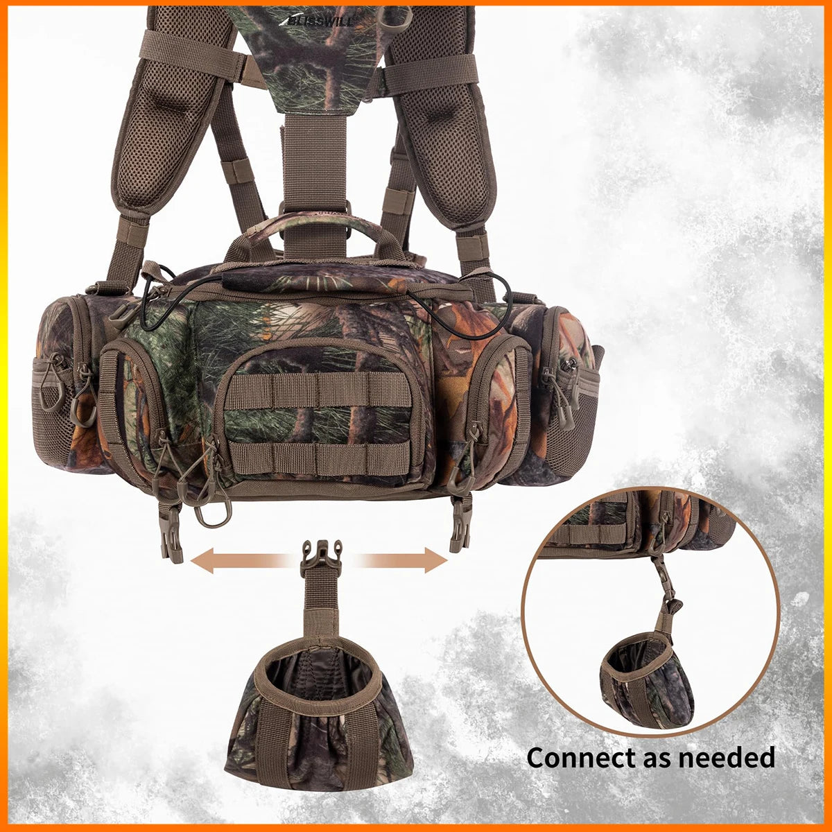 Hunting Backpack Hunting Fanny Pack with Harness Pouch Turkey Hunting fanny Harness houlder-Supported Waist pack for Bow Rifle