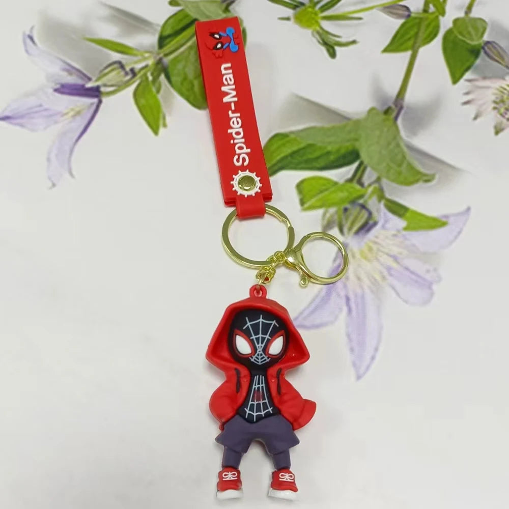 MINSON Marvel Spiderman Keychains Cute Pendant Keyrings Jewelry For Bag Collection Ornaments Accessories Birthday Toy Gifts