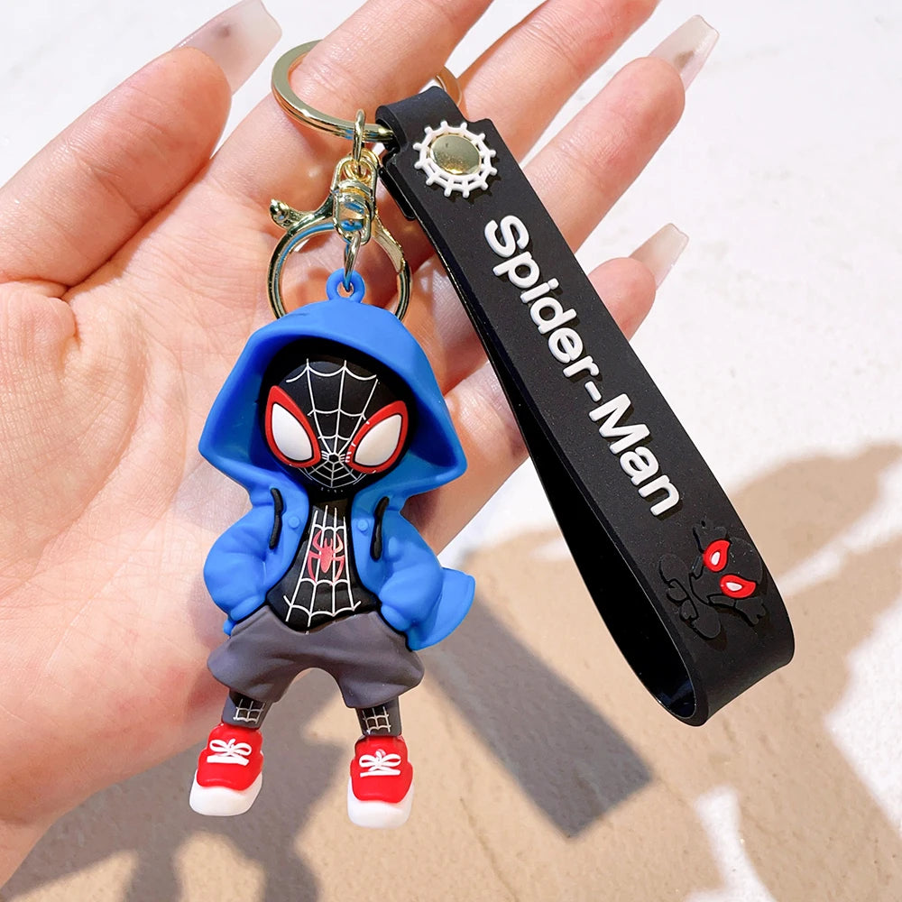 MINSON Marvel Spiderman Keychains Cute Pendant Keyrings Jewelry For Bag Collection Ornaments Accessories Birthday Toy Gifts