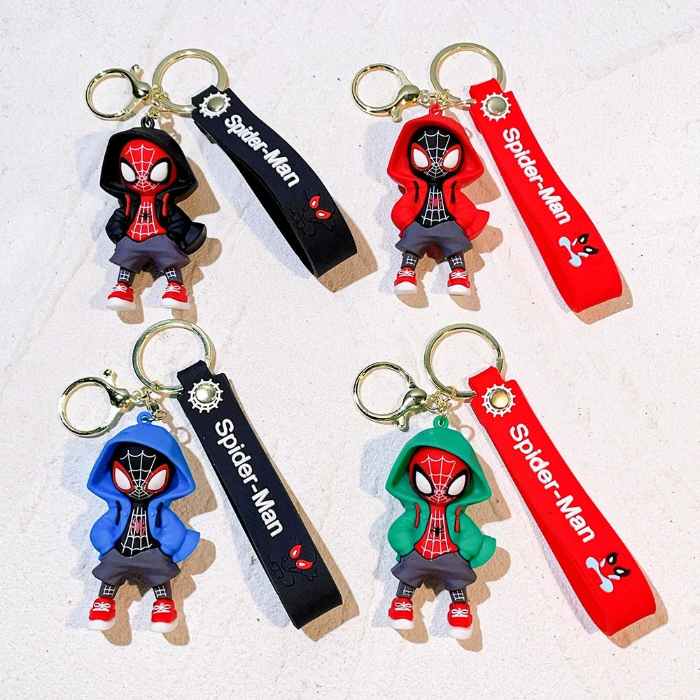 MINSON Marvel Spiderman Keychains Cute Pendant Keyrings Jewelry For Bag Collection Ornaments Accessories Birthday Toy Gifts