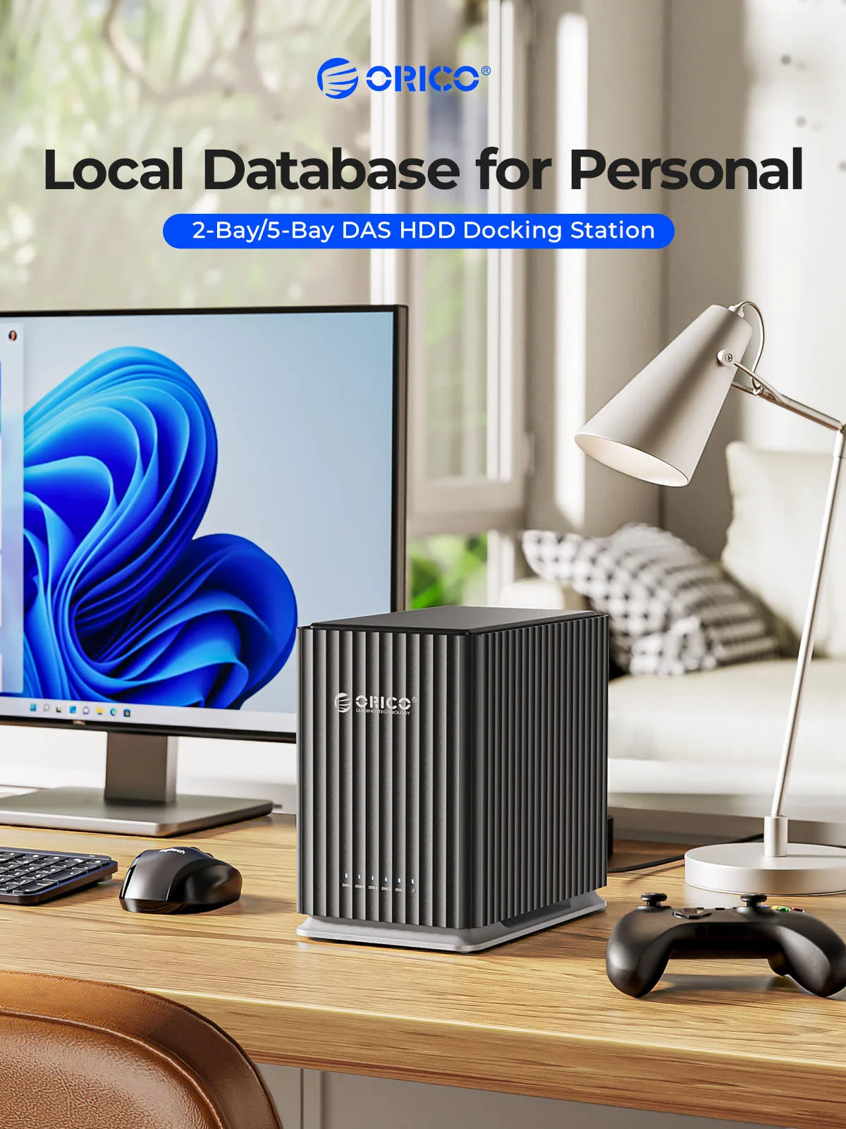 ORICO HDD Docking Station 2Bay 5Bay Type-C Personal Storage 12V 4A Power Supply Silent Design Strong Heat Dissipation 3.5"