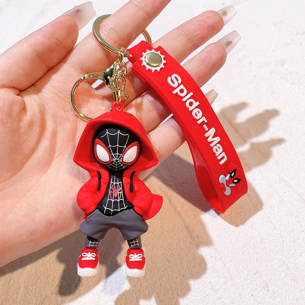 MINSON Marvel Spiderman Keychains Cute Pendant Keyrings Jewelry For Bag Collection Ornaments Accessories Birthday Toy Gifts