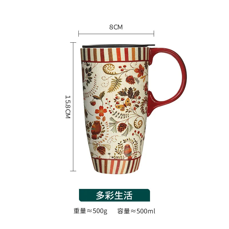 Large-capacity mug mug American ceramic mug ceramic coffee creative coffee cup with lid household water cup