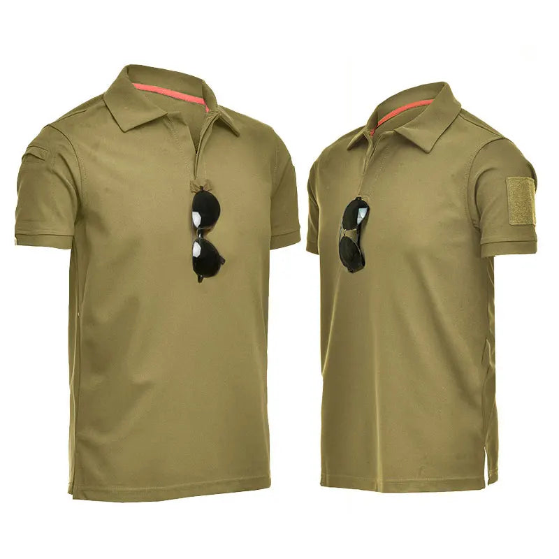 Tactical T-shirt Combat T Shirt Quick Dry Tees Men's Outdoor Hunting Camping Hiking O-Neck Lapel Short Sleeve