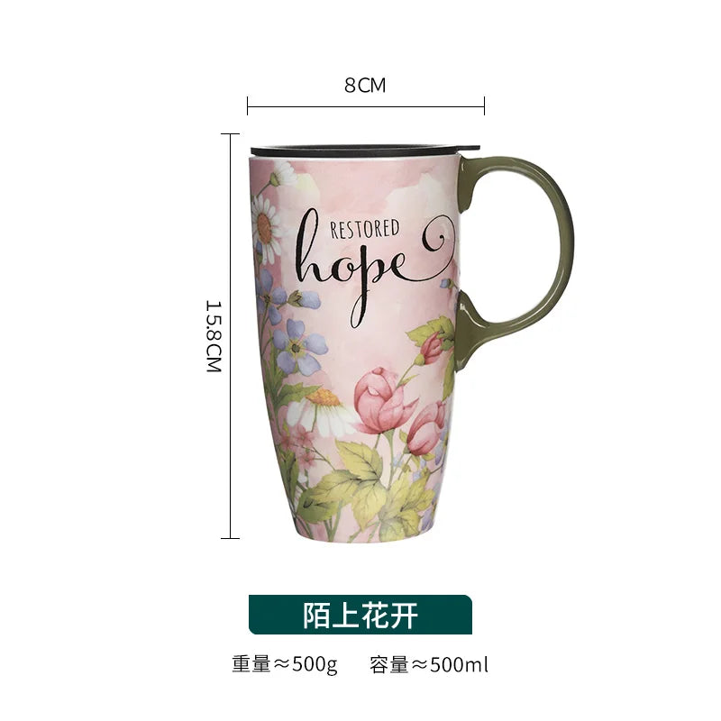 Large-capacity mug mug American ceramic mug ceramic coffee creative coffee cup with lid household water cup