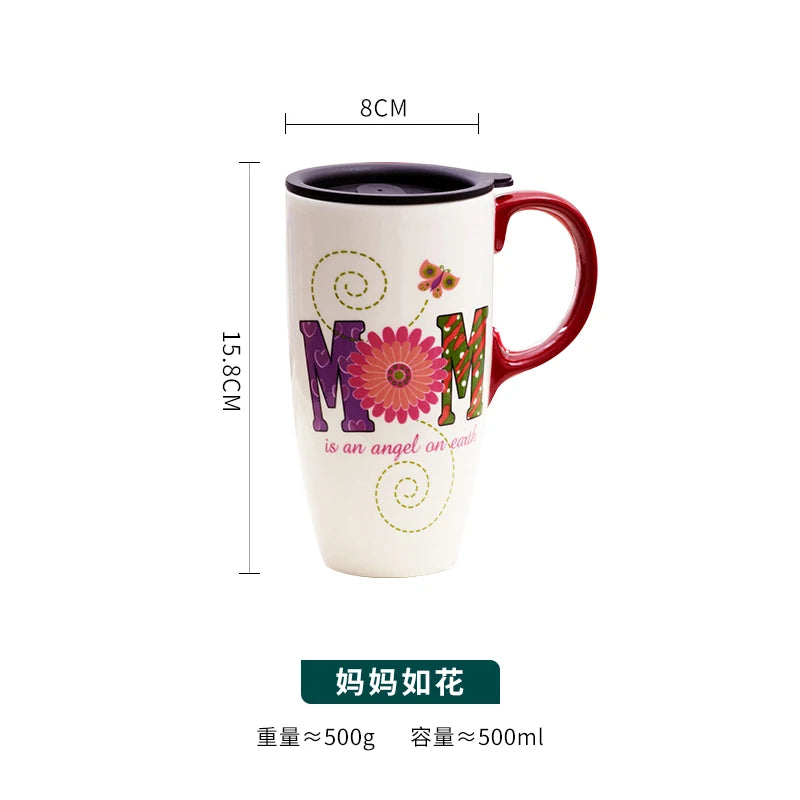 Large-capacity mug mug American ceramic mug ceramic coffee creative coffee cup with lid household water cup