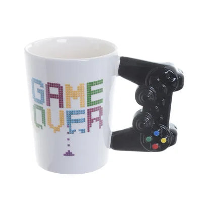 Ceramic Mugs Creative 3D Game Over Coffee Cups Student Milk Game Controller Handle Funny Mug Birthday Christmas Gamer Gift