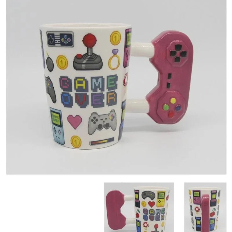Ceramic Mugs Creative 3D Game Over Coffee Cups Student Milk Game Controller Handle Funny Mug Birthday Christmas Gamer Gift