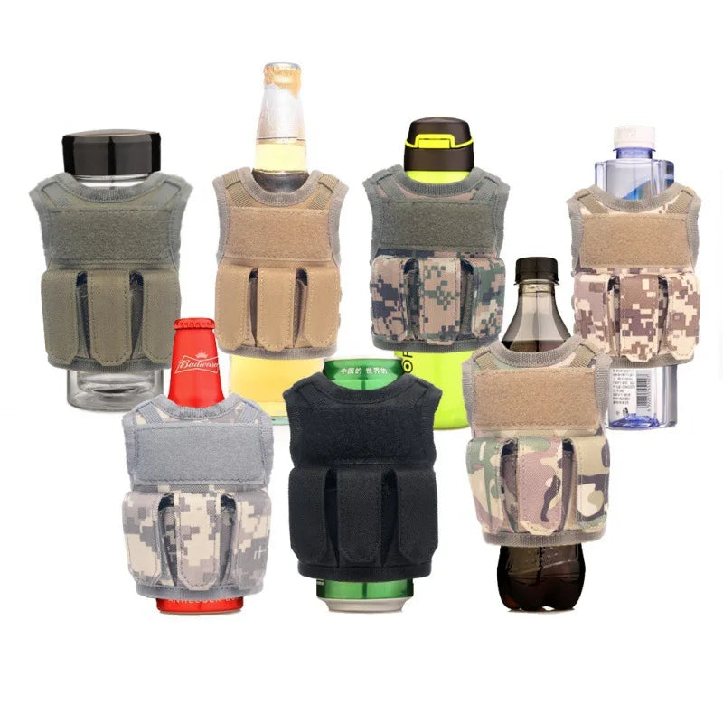 Tactical Beer Bottle Vest  Sports Mini Miniature Molle Vest Outdoor Upgraded Bottle Drink Set Adjustable Shoulder Straps
