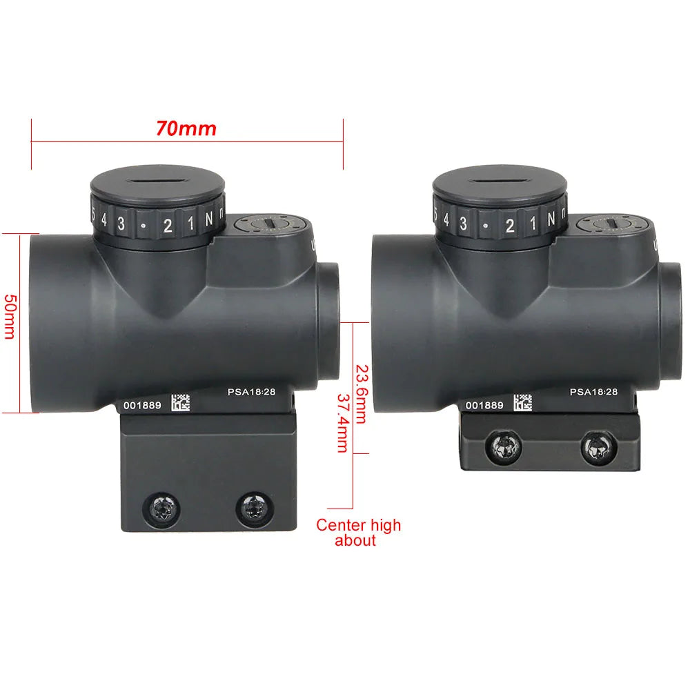 Tactical 1x Mini style red dot sight scope with high and Low picatinny rail mount base hunting shooting HK2-0105