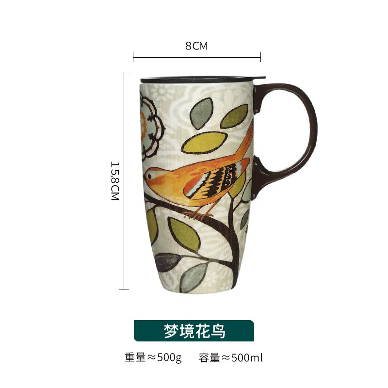 Large-capacity mug mug American ceramic mug ceramic coffee creative coffee cup with lid household water cup