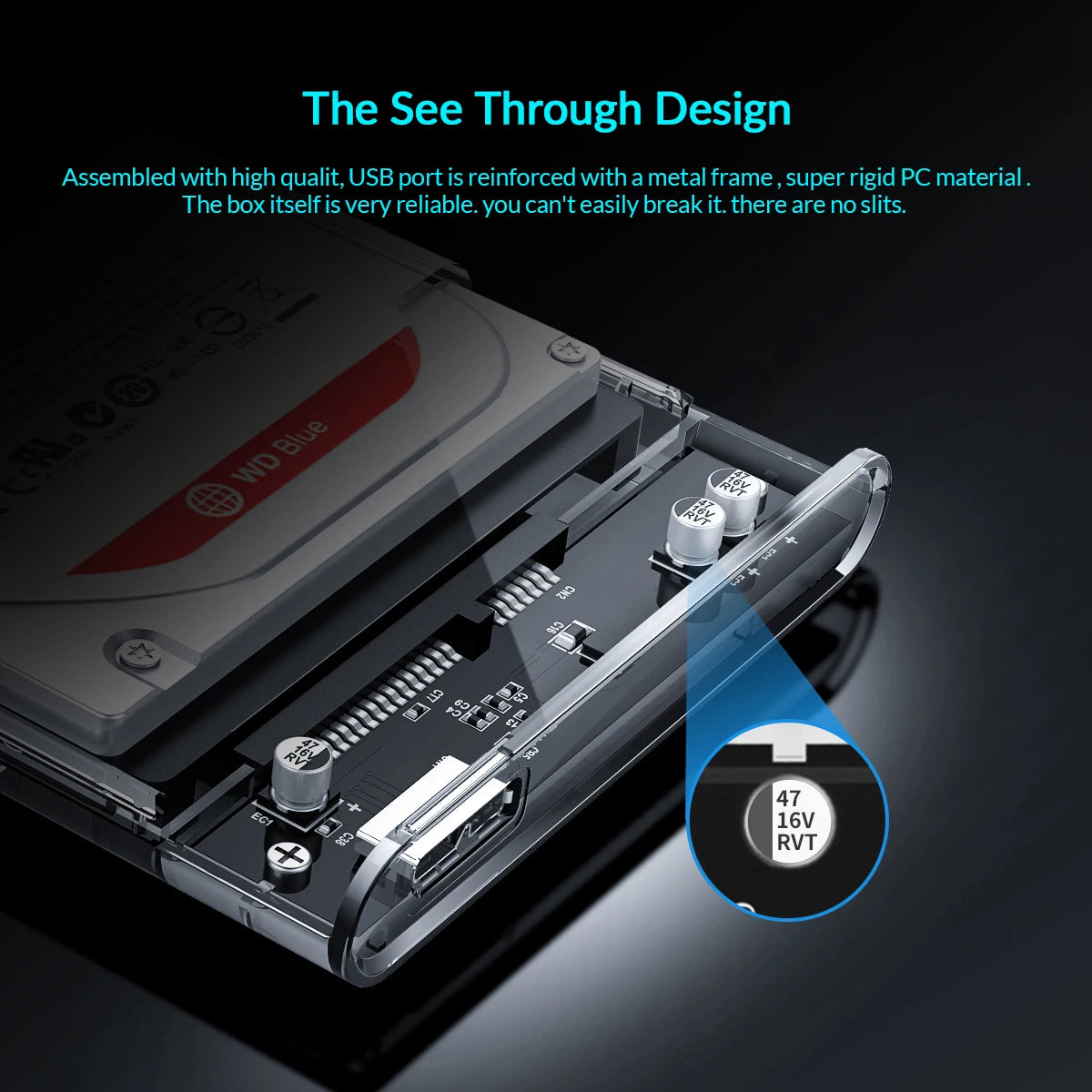 ORICO 2.5-inch transparent mobile hard disk box 2.5'' HDD Case notebook computer shell solid state mechanical ssd hard disk box