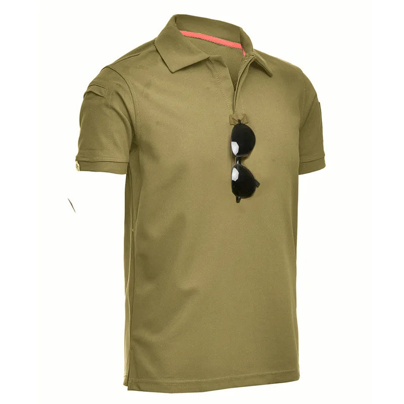 Tactical T-shirt Combat T Shirt Quick Dry Tees Men's Outdoor Hunting Camping Hiking O-Neck Lapel Short Sleeve