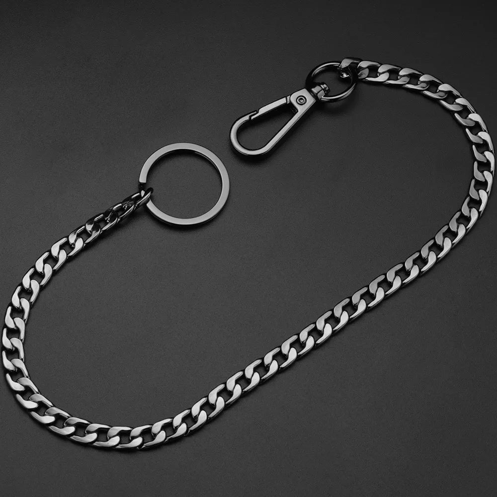 42CM Long Metal Keychain Wallet Belt Chain Rock Punk Trousers Hipster Pant Jean HipHop Jewelry Men's Key Ring Chain K414