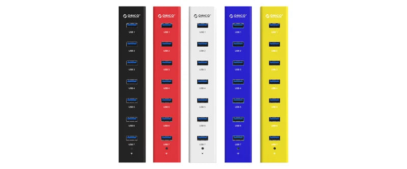 ORICO USB 3.0 Hub 7-port USB3.0 High-speed Transmission HUB Portable USB with Power Distributor Suitable for Laptop MacBook Pro