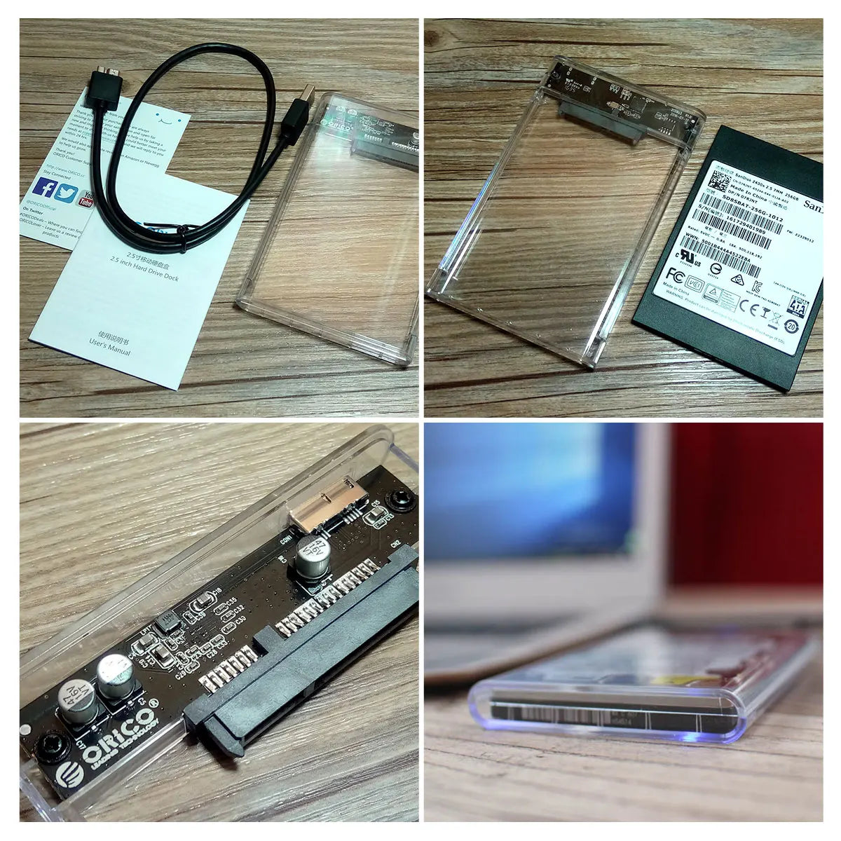 ORICO 2.5-inch transparent mobile hard disk box notebook computer shell solid state mechanical ssd hard disk box 2139C3 2139U3
