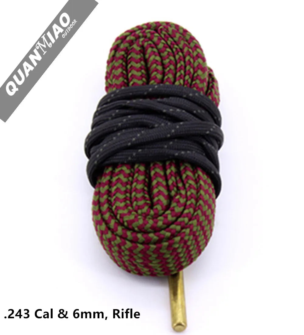 Hunting Gun Bore Cleaner .22 Cal.223 Cal.38 Cal& 5.56mm,7.62mm,12GA Rifle Cleaning Kit Tool Pistol Barrel Cal Rope Brush