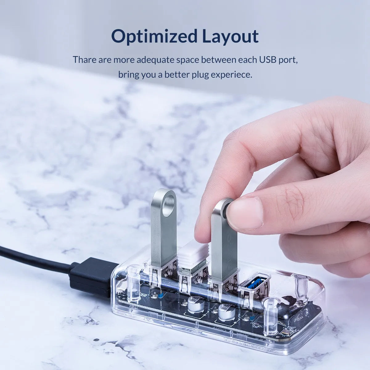 ORICO Transparent Series USB HUB Multi 4 7 Port High Speed USB3.0 Splitter With Micro USB Power Port For Laptop PC OTG Adapter