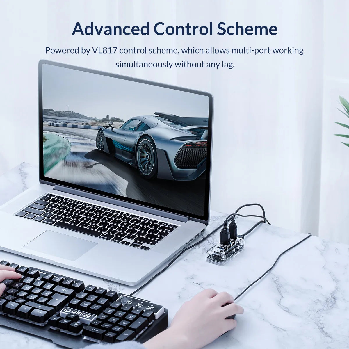 ORICO 4/7 Port USB 3.0 Hub Dual Power Supply Splitter Adapter OTG USB C Charger Hub Powered PC Computer Peripherals Accessories